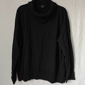 TALBOTS Black Cowl Neck Pullover Pure Merino Wool Sweater Black Size 3X